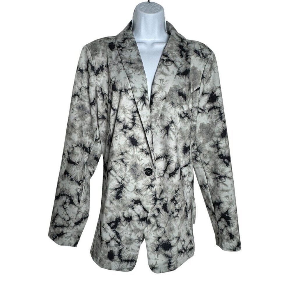 LOGO LORI GOLDSTEIN Gray Blazer Julia Tie Dye Jacket Ponte Knit Gray Size XL - Picture 3 of 9